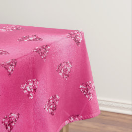 Felle Roze Glam Glitterende Diamanten Patroon Tafelkleed