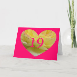 Felle Roze Hart 19e Verjaardagskaart Kaart