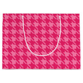 Felle roze houndstooth-cadeaubag large cadeautasje (Voorkant)
