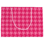 Felle roze houndstooth-cadeaubag large cadeautasje (Achterkant)