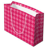 Felle roze houndstooth-cadeaubag large cadeautasje (Achterkant Gekanteld)