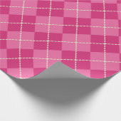 Felle roze kerst- argyle-cadeaupapier cadeaupapier (Hoek)