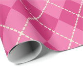 Felle roze kerst- argyle-cadeaupapier cadeaupapier (Rol Hoek)