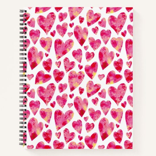 Felle roze liefdeshart patroon notitieboek (Voorkant)