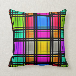 Felle roze limoen neon abstract plaid patroon kussen