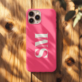 Felle roze monogram initiaal iPhone hoesje