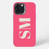 Felle roze monogram initiaal iPhone hoesje (Achterkant)