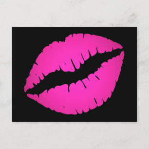 Felle Roze Ombre Lippenstift Kus Zwart Briefkaart