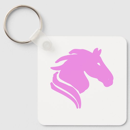 Felle Roze Paard Sleutelhanger – Zodiac Silhouet (Voorkant)