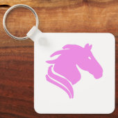 Felle Roze Paard Sleutelhanger – Zodiac Silhouet (Voorkant)