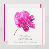 Felle Roze Pioen Jubileum Elk Aantal Jaar Kaart (Voorkant / Achterkant)