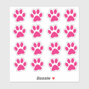 Felle roze pootafdrukken sticker