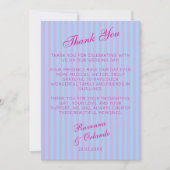 Felle Roze Retro Blauwe Roze Gestreepte Dankkaart Aankondiging (Voorkant)