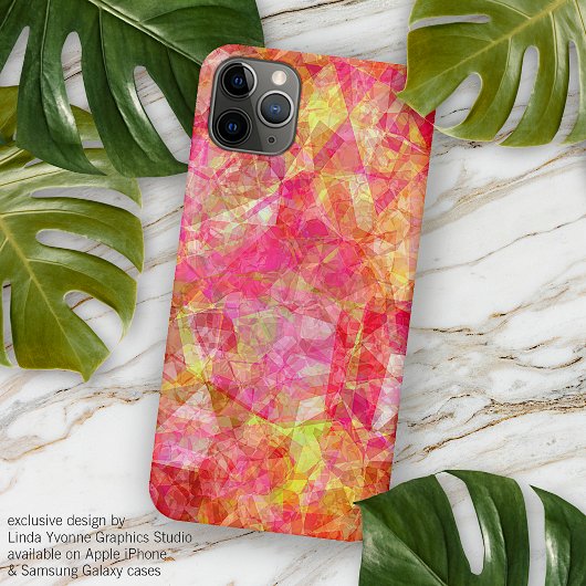 Felle roze rood oranje geel polygoon mozaïek kunst Case-Mate iPhone case