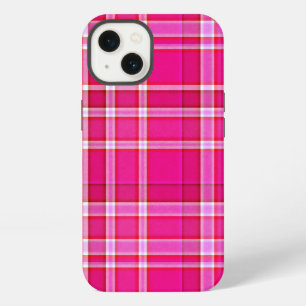 Felle roze ruitjes tartan iPhone 13 hoesje