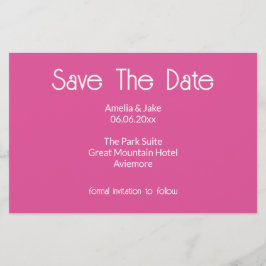 Felle roze Save the date kaart