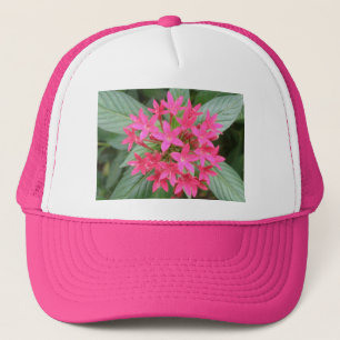 Felle Roze Tropische Bloemen Hoed Trucker Pet