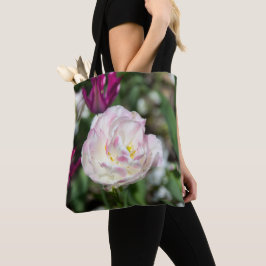 Felle roze tulpen op een zonnige dag tote bag