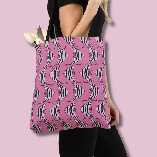 Felle roze vis patroon tote bag