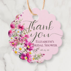 Felle Roze Wilde Bloemen Florale Boho Bruiloft Fee Bedankjes Labels