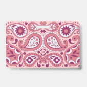 Felle roze witte paisleyontwerp bloemen traan drup badge (Achterkant)