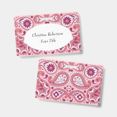 Felle roze witte paisleyontwerp bloemen traan drup badge (Voor- en achterkant)