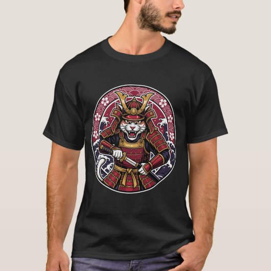 Felle Samurai Kat Japanse Vector Kunst Tank Top (Voorkant)