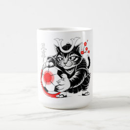 Felle Samurai Kat Koffiekop - Voor Voetbal Warrior Koffiemok