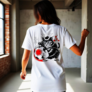 Felle Samurai Kat Voetbal Japanse Krijger Sport Tri-Blend Shirt