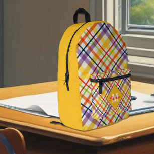 Felle schoolruit geel monogram bedrukte rugzak