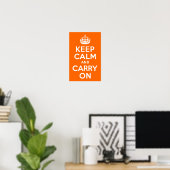Felle Sinaasappel Keep Calm and Carry On Poster (Thuiskantoor)
