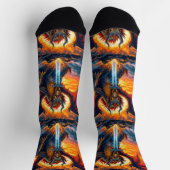 Felle sokken UNISEX Draak met zwaard 0040758 (Top)