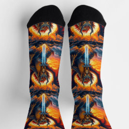 Felle sokken UNISEX Draak met zwaard 0040758