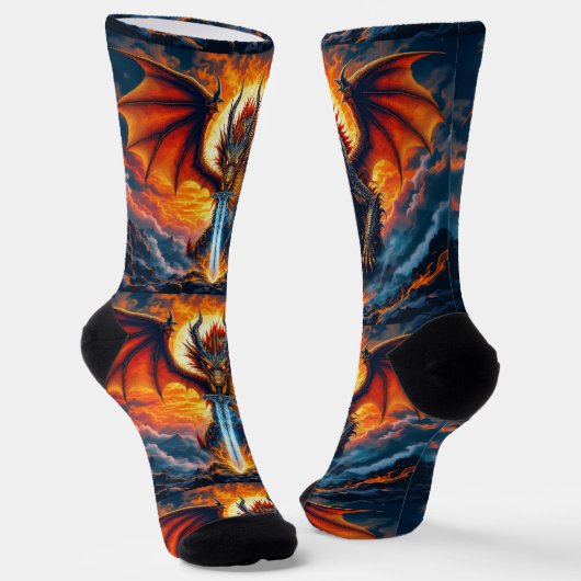 Felle sokken UNISEX Draak met zwaard 0040758 (Gebogen)