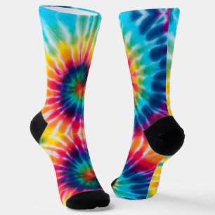 Felle spiraal tie-dye kleurrijk sokken