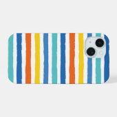 Felle strand gestreepte patroon iPhone 15 case (Achterkant horizontaal)
