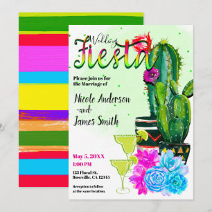 Felle Strepen Cactus & Succulenten FIESTA BRUILOFT Kaart