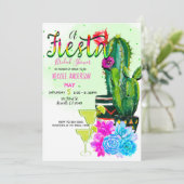 Felle Strepen Fiesta Succulenten Bruidsdouche Kaart (Staand voorkant)