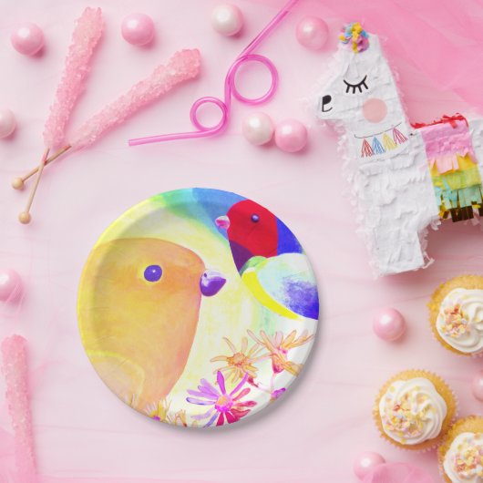 Felle Tie-Dye Vogels Papieren Bordje (Feest)