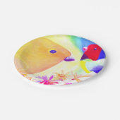 Felle Tie-Dye Vogels Papieren Bordje (Gekanteld)