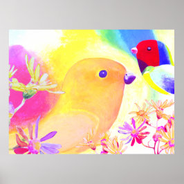 Felle Tie-Dye Vogels Poster