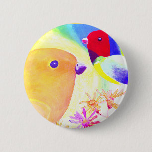 Felle Tie-Dye Vogels Ronde Button 5,7 Cm