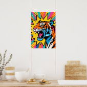 Felle Tijger  Pop Art  Poster (Keuken)