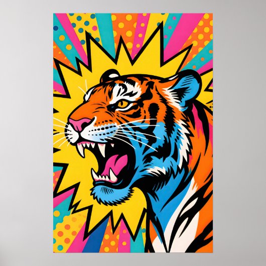 Felle Tijger  Pop Art  Poster (Voorkant)