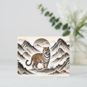 Felle tijger zwervende bergen feestdagenkaart (Staand voorkant)