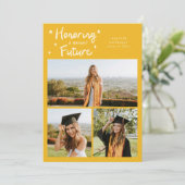 Felle Toekomst Sterren Multi Foto Gele Grad Aankondiging (Staand voorkant)