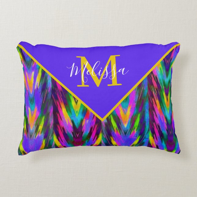 Felle tribale chevron gepersonaliseerd   accent kussen (Voorkant)