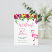 Felle Tropische Roze Let's Flamingo 30e Verjaardag Briefkaart (Staand voorkant)