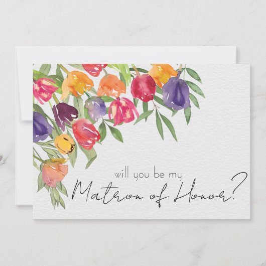 Felle tulpen en groen Matrone van eer Kaart (Voorkant)