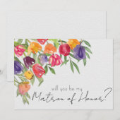 Felle tulpen en groen Matrone van eer Kaart (Voorkant / Achterkant)